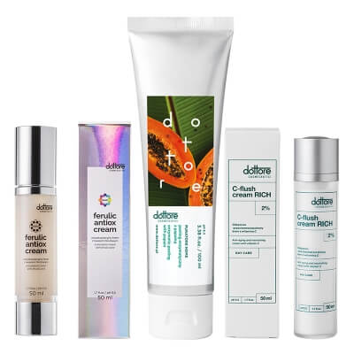 Dottore Smooth and Glow ZESTAW Odżywczo-przeciwzmarszczkowy krem 50 ml + Antyoksydacyjny krem 50 ml + Peeling enzymatyczny z papainą 100 ml