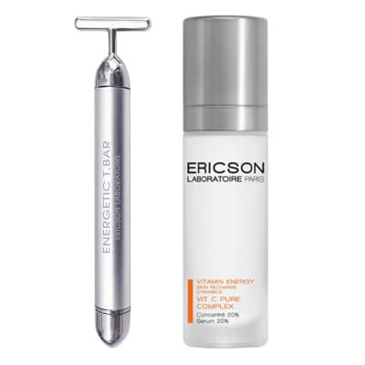 Ericson Laboratoire Premedikl Energetic T.Bar Roller + Vit C Pure Complex ZESTAW Roller 1 szt. + Skoncentrowane serum z 20% witaminą C 30 ml