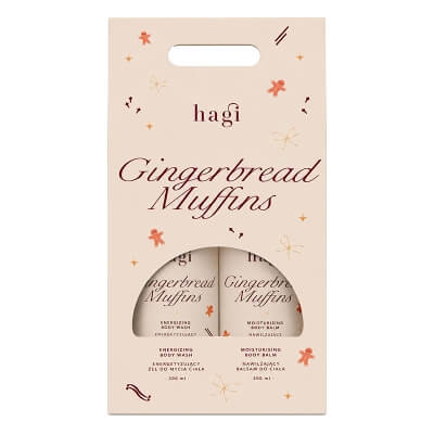 Hagi Gingerbread Muffins ZESTAW Energetyzujący żel do mycia ciała 300 ml + Nawilżający balsam do ciała 300 ml