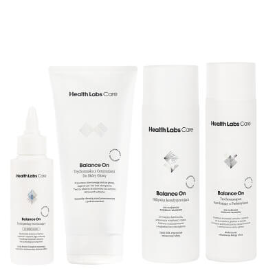 Health Labs Care Balance On Hair Set ZESTAW Trychopeeling 100 ml + Trychoszampon 250 ml + Odżywka 200 ml + Maska 200 ml