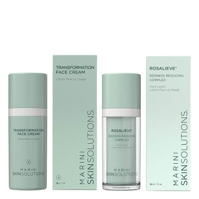 Marini SkinSolutions RosaLieve® + Transformation Face Cream ZESTAW Lotion redukujący zaczerwienienia 30 ml + Nawilżający krem do twarzy 28 g