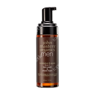 John Masters Organics Men Eucalyptus & Agave 2 in 1 Face Wash & Shave Foam Pianka do mycia twarzy i golenia 2 w 1 dla mężczyzn 177 ml