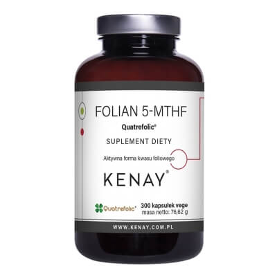 Kenay Folian 5-MTHF Aktywny Kwas Foliowy Quatrefolic Suplement diety 300 kapsułek