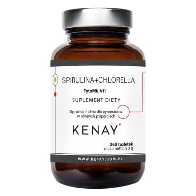 Kenay Spirulina+Chlorella Pyrenoidosa FytoMix V11 Suplement diety 360 kapsułek