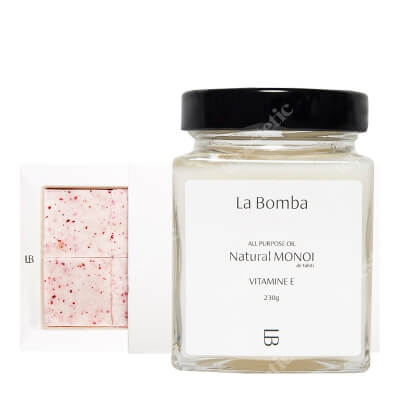 La Bomba Body Scrub Cubes No. 01 + Natural Monoi Vitamine E ZESTAW Kostki peelingujące 6 szt. + Olej Monoi 230 g