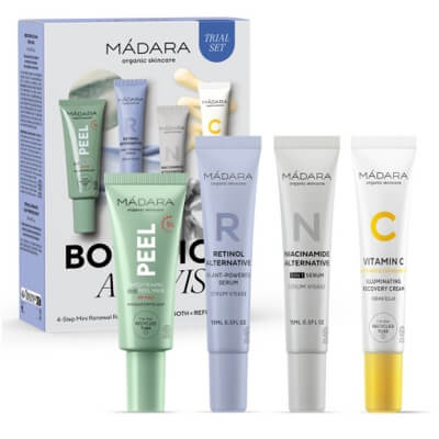 Madara Botanic Activist ZESTAW Maseczka 17 ml + Serum ujędrniająco-wygładzające 15 ml + Serum 5 w 1 15 ml + Krem 15 ml