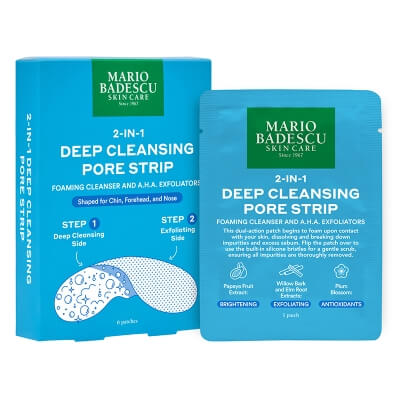 Mario Badescu 2-In-1 Deep Cleansing Pore Strip Głęboko oczyszczające płatki na zaskórniki i rozszerzone pory 6 szt