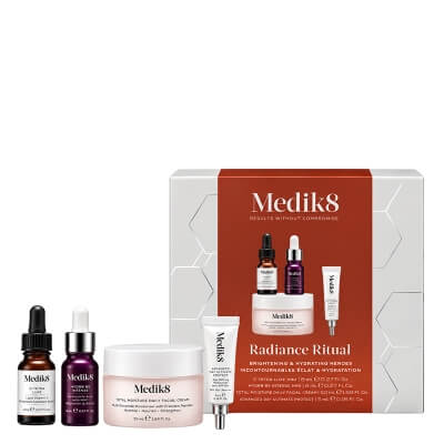 Medik8 Radiance Ritual ZESTAW Krem nawilżający 50 ml + Serum z witaminą C 8 ml + Serum z kwasem hialuronowym 8 ml + Krem 5 ml