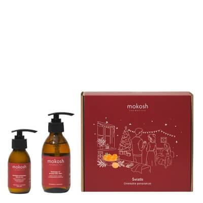 Mokosh Światło – Rytuał Gwiazd Orientalne pomarańcze ZESTAW Nawilżający żel do mycia ciała i dłoni 200 ml + Nawilżająco-rozświetlający lotion do ciała 90 ml