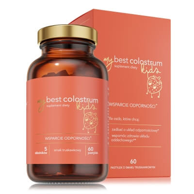 MyBestPharm MyBestColostrum KIDS Wsparcie odporności u dzieci w pastylkach - smak truskawkowy 60 szt