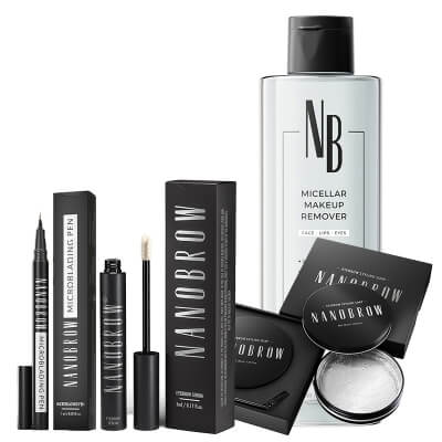 Nanobrow Eyebrow Stylist Set ZESTAW Odżywka do brwi 5 ml + Żelowe mydło do stylizacji brwi 30 g + Płyn micelarny 200 ml + Precyzyjny pisak do brwi 1 ml