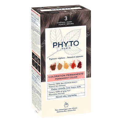 Phyto Hair Dye Farba do włosów - ciemny kasztan (kolor 3 Chatain Fonce) 1 szt