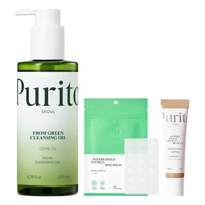 Purito Seoul Favorite Set ZESTAW Olejek oczyszczający 200 ml + Krem BB SPF 30 PA+++ ( kolor 23 Natural Beige) 30 ml + Plastry do stosowania punktowo 51 szt