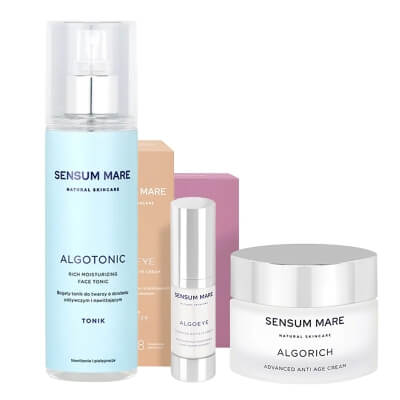 Sensum Mare AlgoTonic + AlgoRich + AlgoEye ZESTAW Tonik 200 ml + Krem przeciwzmarszczkowy o bogatej konsystencji 50 ml + Krem pod oczy 15 ml