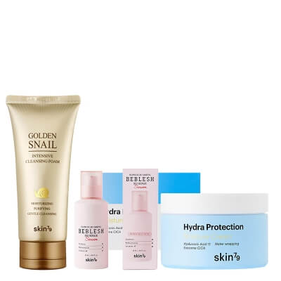 Skin79 Golden Snail + Beblesh Red + Hydra Protection ZESTAW Oczyszczająca pianka do twarzy 125 ml + Barierowe serum naprawcze 50 ml + Nawilżający krem do twarzy 150 ml