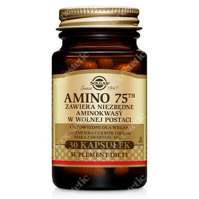 Solgar Amino 75 Kompleks 8 niezbędnych aminokwasów o wysokiej przyswajalności 30 kaps.