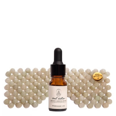 Soul Story Relax Time ZESTAW Maska na oczy z naturalnych kamieni jadeitowych 1 szt + Blend olejków eterycznych - zapach bergamotka, mandarynka, petitgrain 10 ml