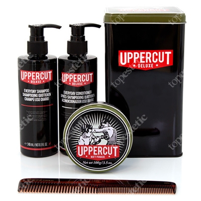 Uppercut Deluxe Deluxe Pomade Combo Kit ZESTAW Wodna pomada 100 g + Szampon 240 ml + Odżywka 240 ml + Grzebień 1 szt.