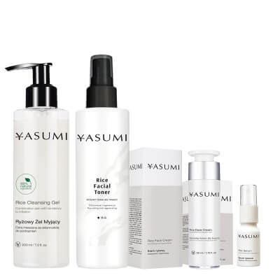 Yasumi Ryżowy Rytuał Rozświetlenia ZESTAW Żel 200 ml + Tonik 200 ml + Serum 15 ml + Krem 50 ml